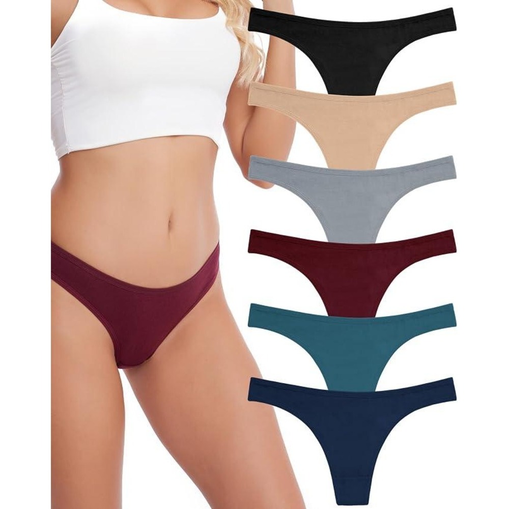 MSRP $26 ANZERMIX Pack of 6 Women's M Breathable Cotton Thong Panties